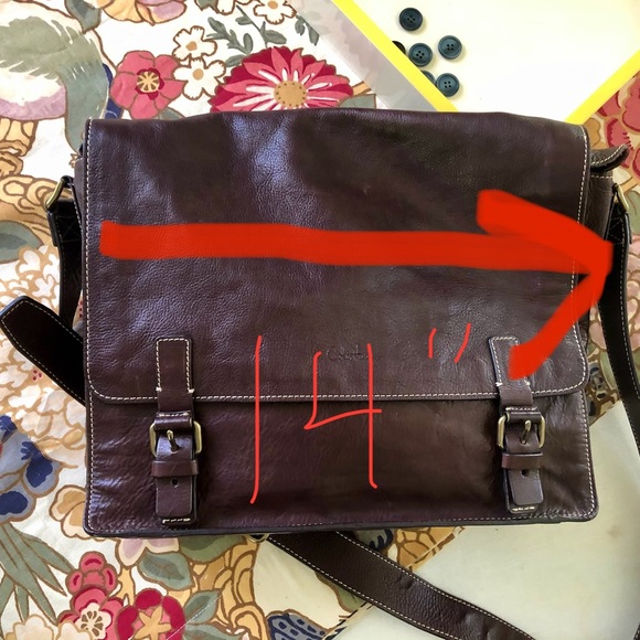 Cole Haan Brown Leather Messenger Laptop Bag Adjustable Strap - Picture 16 of 16